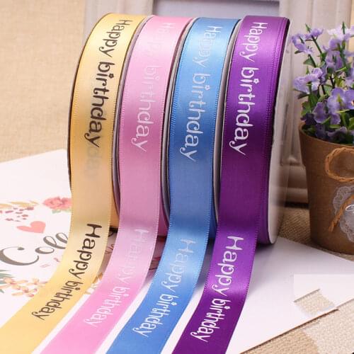 High quality2cm polyester Ribbon 5meter-45meter cake shop baking printed ribbons floral happy birthday packaging gift decoration