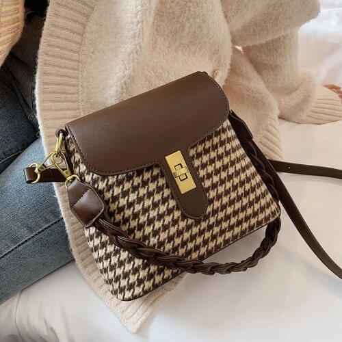 Retro Woollen Cloth High-end Womens Small Messenger Bag 2021 New Fashion Versatile Bucket Bag for Girls Ladies Hand Bag