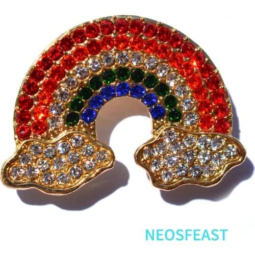 Delicate Brooches for Women Rhinestone Rainbow Collar Pin Multi Color Ladies Bridal Gifts Coat Dress Accessories Fashion Jewelry
