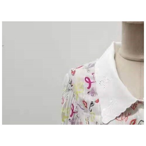 2021 Summer Womens Short-Sleeve Shirt and Tops Polka Dot or Graffiti Print Shirt Peter Pan Collar Female Casual Loose Blouse
