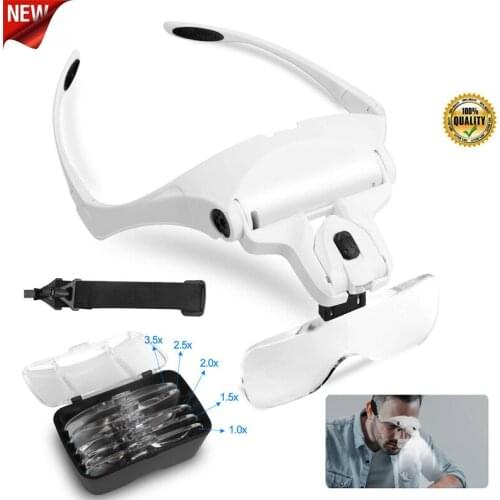 1.0X 1.5X 2.0X 2.5X 3.5X Adjustable 5 Lens Loupe LED Light magnifier lupas magnifying glass lupa con luz led soporte de aumento