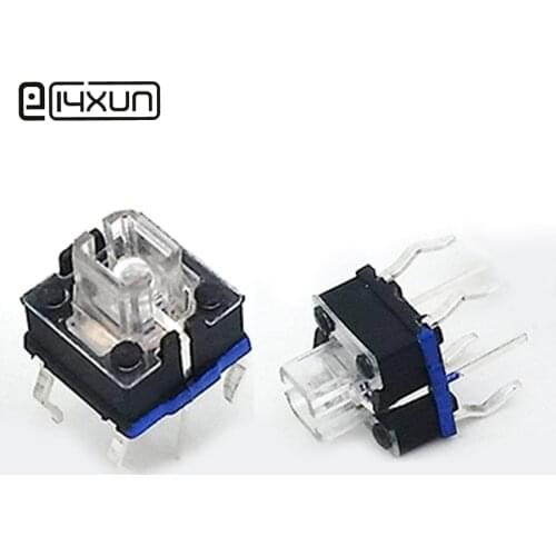 10pcs 7*7*7mm 4pin Tactile Tact Push Button Switch with LED Blue Light 7x7x7mm 4p Vertical Square Micro Switch