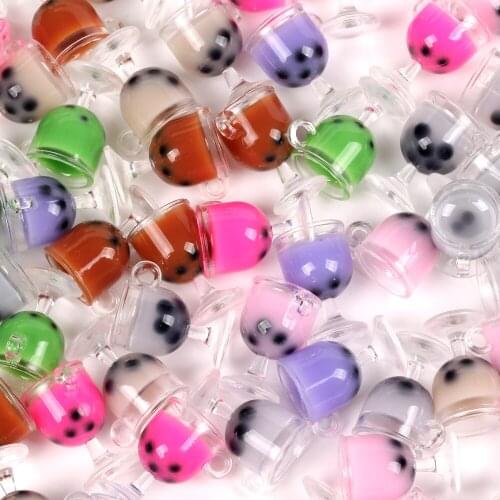 10pcs Resin Drinks Cup Charms Pendant Ornament Milk Tea Pendant For Jewelry Making Diy Necklace Earring Accessories Handmade