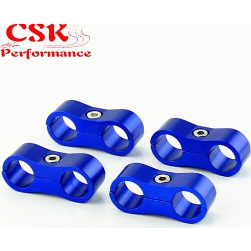 4pcs AN -6 AN6 13.4MM Braided Hose Separator Clamp Fitting Adapter Bracket Blue / black