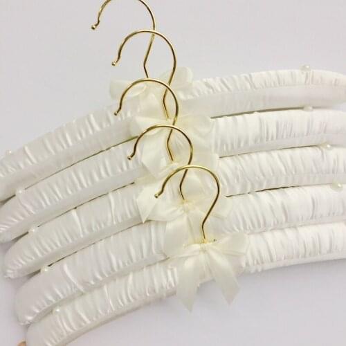 35cm 5pcs/lot Padded Clothes Hangers Satin Covered Non-slip Hanger for Wedding Dress