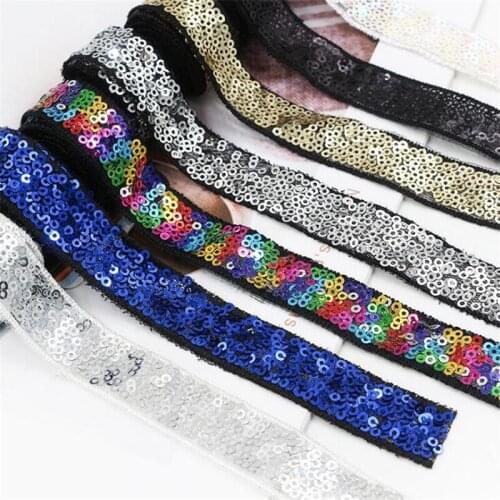 50Yards 2cm Polyester Mesh Woven Embroidered Sequin Lace Childrens Dance Wear Performance Costume Trims Accessories