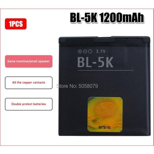 Phone Rechargeable Battery 1200mah BL-5K For Nokia N85 N86 N87 8MP 701 X7 X7 00 C7 C7 00 Replacement Li-ion Battery Batteria