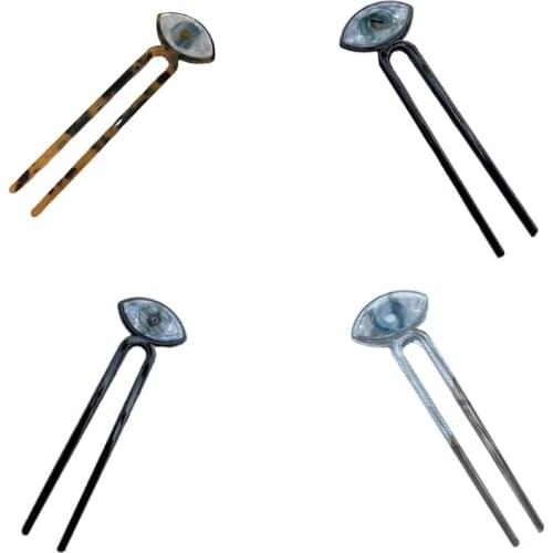 Acrylic U Shaped Hair Pins French Style Evil Eye Hair Stick Fork Chignon Pins Bridal Hairstyle DIY Hair Clip Accessories