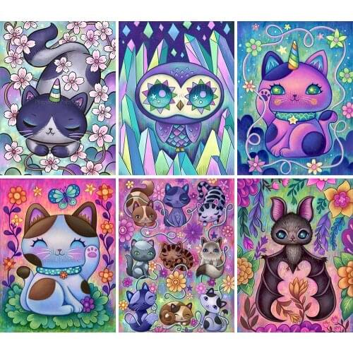 5D DIY Diamond Painting Animal Cat Fantasy Cartoon Full Square Round Handmade Mosaic Set Embroidery Cross Stitch Home Decor Gift