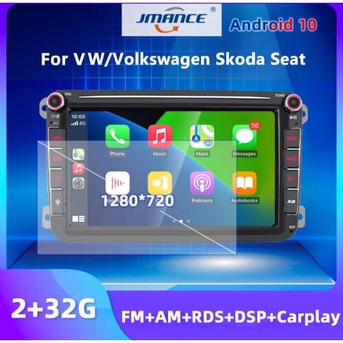 JMANCE 2 din Android 10 Car Radios GPS Carplay FM/AM RDS DSP Multimedia Player For VW/Volkswagen/Golf/Passat/b7/b6/Skoda/Seat