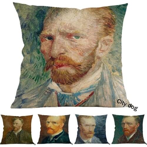 Self-portrait of famous oil painter Painting art Cotton and linen *45*45cm square pillow Cushion cover Home sofa Decor