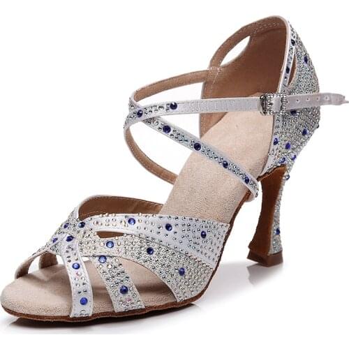 Girls Glitter Ballroom Latin Dance Shoes Heels Woman Bachata Salsa Shoes Fro Women Black Waltz Latino Shoes for Wedding Sandals