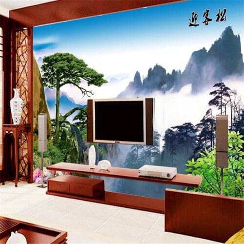 Beibehang Large custom wallpaper landscape waterfall welcome pine background wall papel de parede 3d para sala atacado