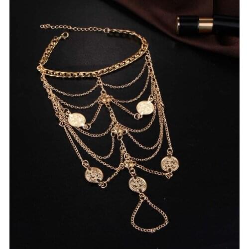 10 pieces/lot Gold Silver Color Coin Tassel Anklet Hollow Flower Ankle Bracelet Women Leg Foot Barefoot Sandals Chain Jewelry