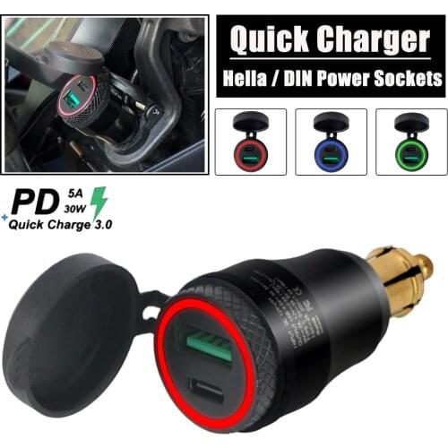 Motorcycle Quick Charger USB 3.0 & Type C Power DIN Hella Socket Adapter For BMW R1150RT R1100RT R1200RT For Triumph Tiger 800XC