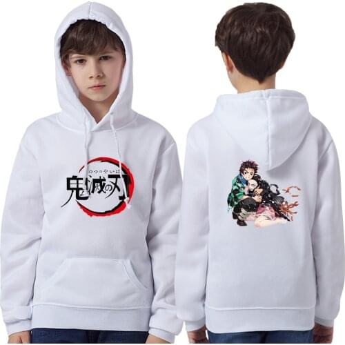 Demon Slayer Cat Ears Hoody Childrens Boys Girls Pullover Hooded Kids Hoodies