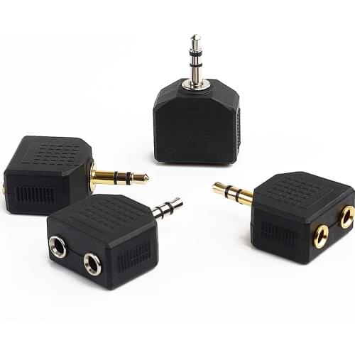 For 1× 3.5mm plug to 2 RCA jack adapters, male to female 3.5 to AV audio connector 2 in 1 stereo headset dual headset audio plug
