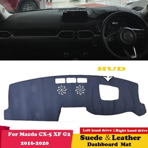 For Mazda CX-5 2017 2018 2019 MK2 KF CX5 CX 5 Leather Dashmat Dashboard Cover Pad Dash Mat Carpet Car-styling Accessories Suede