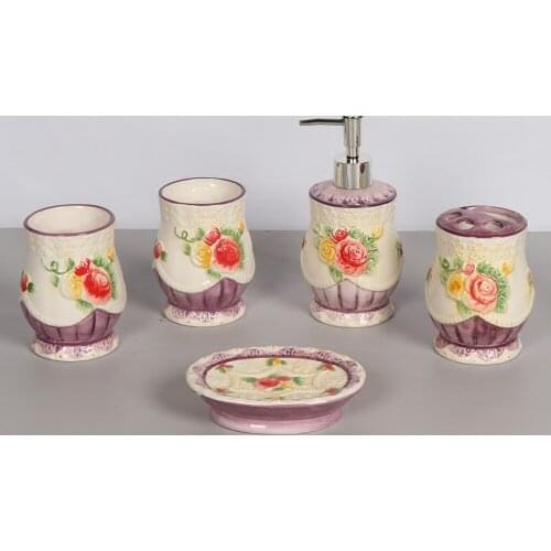 Ceramic bathroom five-piece wash set brush tooth cup mug bathroom toiletries New house wedding gift LO86326