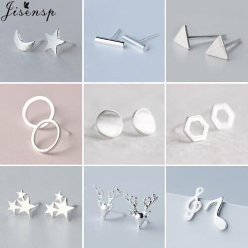 Korean Silver Color Geometric Earrings Women Oorbellen Punk Hexagon Bar Deer Music Stud Earrings Brincos 2021 Fashion Jewelry