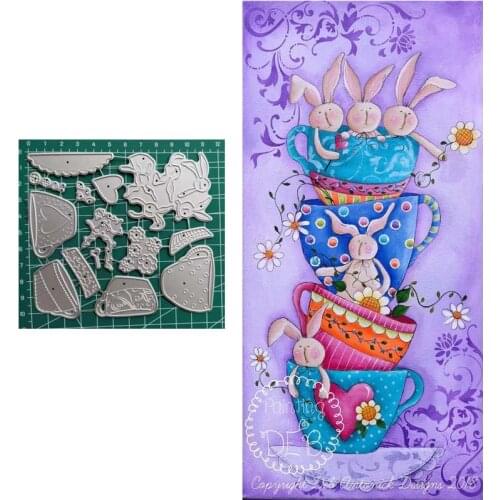 Bunny Teacup metal cutting dies For dies Scrapbooking Craft Supplies Paper Card Making Stencil Dies Embossing die