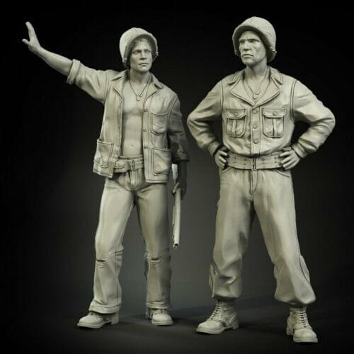 1/35 ancient US Tankers set Officers include 2 Resin figure Model kits Miniature gk Unassembly Unpainted