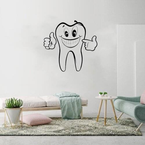 Cute Smile Tooth Wall Decals Dental Care Art Home Decor Mural Waterproof Wallpaper Poster Vinyl Sticker ov417