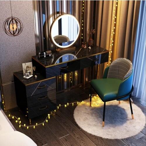 Nordic light luxury dressing table modern minimalist bedroom storage integrated cabinet net red ins with lamp makeup table