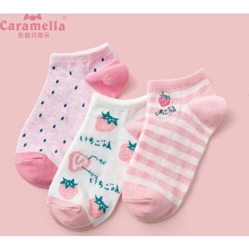 2020 New Caramella Spring Summer Women Socks 3Pairs Funny Fruit Pineapple Cotton Ankle Socks Chaussette Femme Gift Bag Package