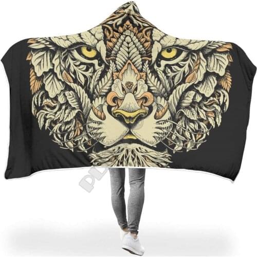 Animal Totem Lion Hooded Blanket 3D Printed Wearable Blanket Adults men women kids Boy Girl Blanket blanket throw