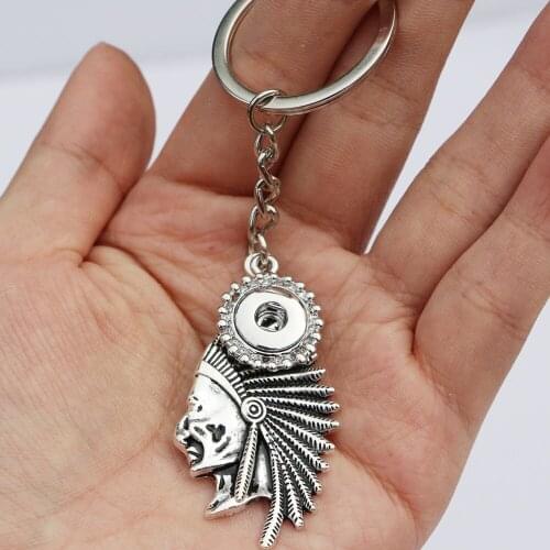 Wholesale Vintage Indians Figure Keyring Diy 12mm 18mm Metal Snap Buttons Keychain Diy Snap Pendant Charm jewelry For Men
