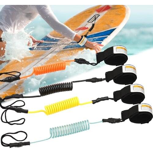 Surf Board Leash Surfing SUP Leash Elastic Coiled Stand UP Paddle Board Safety Hand/Foot Straps Surfboard Raft Kayak Rope