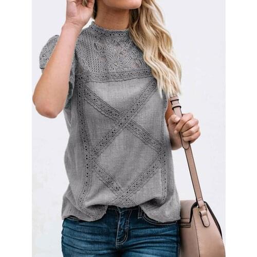 Retro Pattern Blouse Bluzki Damskie Letnie Womens Short Sleeve Summertime O-neck Cool Blouse Elegant Blouse