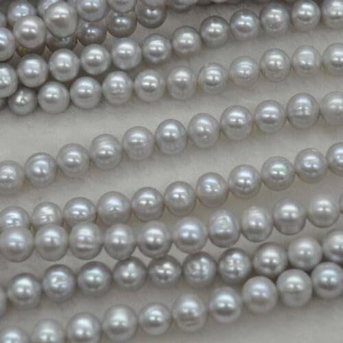 Loose pearl 6-7mm gray freshwater pearl string Q30271