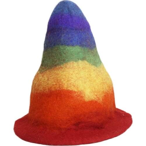 Hat Ornaments Steeple Woolen Felt Rainbow Wizard Hats Creative Gift Cute Funny Street Popular Vintage Warm Witch Hats Winter