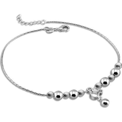 100%925 Sterling Silver Vintage Beach Foot Anklet For Women Bohemian Anklets Summer Bracelet On the leg Jewelry