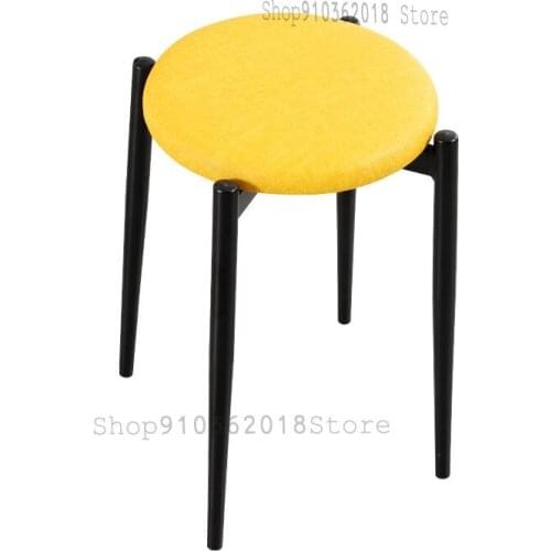 Light Luxury Home Dining Table Stool Small Stool Modern Minimalist Iron Dressing Stool Leather Stool Fashion Round Stool Can Be