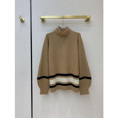 1221 Hot Women Pullovers Loose Knitted Oversized Sweater Turtleneck Long Lantern Sleeve Warm Oversized Jumper Street Stylish