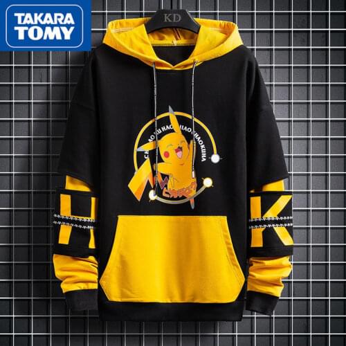 TAKARA TOMY Pokemon Mens Fashion Spring and Autumn Comfortable Cotton Shirt Simple Cartoon Casual All-match Student Sweater