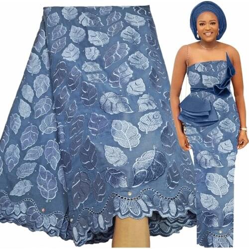 Fabricbob Cotton Swiss Voile Lace Fabric 2021 High Quality Nigerian Party Rhinestone Embroidery African Lace Fabric 2.5 Yards