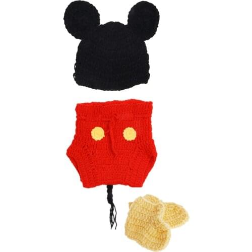 3Pcs/set Newborn Baby Girls Boys Crochet Knit Costume Photography Prop Outfits