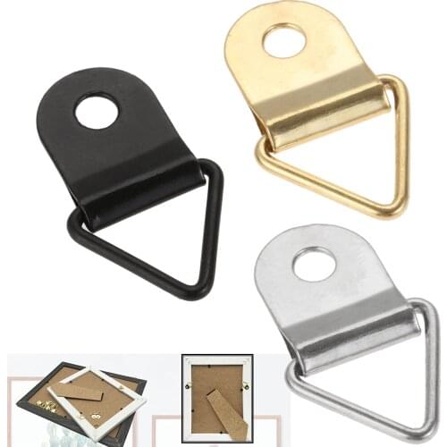 50 Pcs Small Triangle Ring Picture Hangers Metal Photo Picture Frame Wall Mount Hanger Hook Hanging Ring Iron with Screws