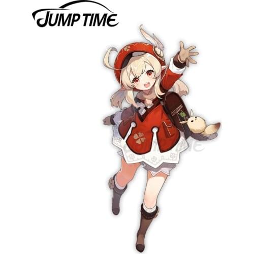 Jump Time 13 x 6.5cm For Genshin Impact Klee Car Stickers and Decals Vinyl Cartoon Decoration Suitable for All Types of Vehicles