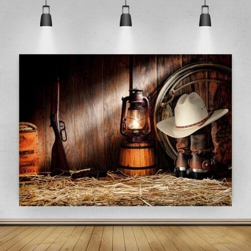 Western Cowboy Manor Suit Retro Barn Lamp Portrait Photo Background Photographic Vinyl Backdrop Photocall Studio Booth Props