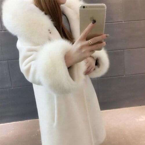 2020 womens clothing winter outerwear coats imitation mink fur coat plush fur hooded jacket and long sections