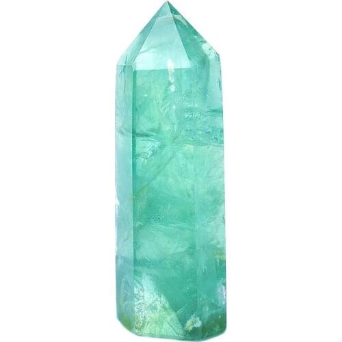 1pc Natural Crystal Point Green Fluorite stone Healing polishing Reiki Obelisk Quartz Wand Tower for Home Decoration Gift