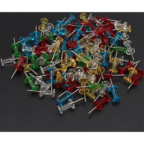 100pcs Assorted Color Push Pin Binding Cork Board Plastic Pin Big Head Push Needle Drawing Photo Office School Supplies
