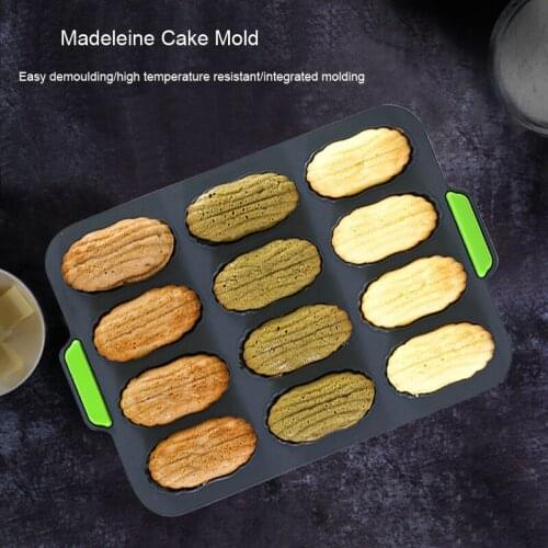12 Grid Oval Cake Mold Making Machine Baking Tray Mold Microwave Oven Cake Silicone Muffin Cake Tool Jelly Baking Tray Mold