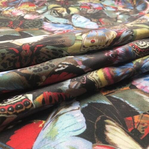 147cm Brand Color Butterfly Pattern Printed Polyester Fabric Fashion Shirt DIY Cloth Fabrics Per Meter for Dress Sewing