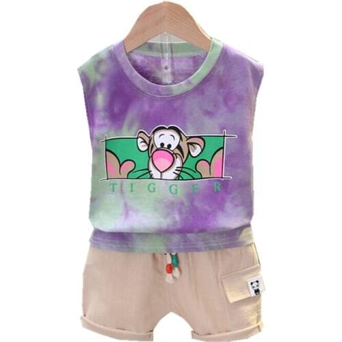 Baby New Summer Cartoon Clothing Children Boys Girls Print Vest Shorts 2Pcs/sets Kids Infant Clothes Toddler Casual Sportswear